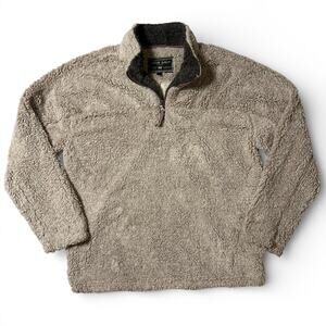 True Grit Luxe Heather Melange Shearling Zip Pullover Mens Size XL Beige Jacket